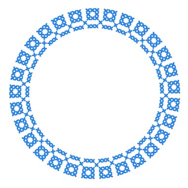 El yapımı, çapraz dikişli Ukrayna deseni gibi güzel işlenmiş. Etnik tarzda yuvarlak bir süs. Süslü yemek ile moda arka planı. İç dekorasyon, vektör illüstrasyonu.