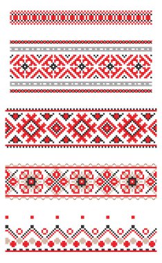 El yapımı, çapraz dikişli Ukrayna deseni gibi nakışlı eşyalar. Ukrayna ulusal süsü