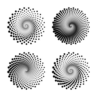 Çember noktalar arka plan. Herhangi bir proje için yarı ton şekilleri, soyut logo amblemi veya tasarım ögesi. Vektör EPS10 illüstrasyonu.
