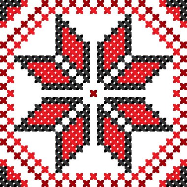 İşlemeli eski el yapımı çapraz dikişli etnik Ukrayna deseni. Süslü Ukrayna havlusu. Vektör olarak Rushnyk biçimi