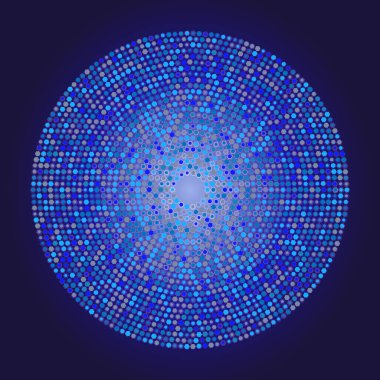 Altıgenlerden yapılmış mavi renkte bir daire. soyut teknoloji arkaplanı