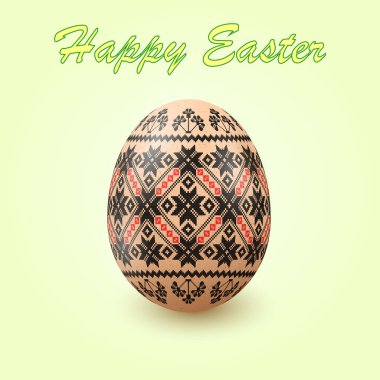 Nakışlı En İyi Paskalya Yumurtası. Süslü yumurta, el yapımı çapraz dikişli etnik Ukrayna deseni gibi. Hediye kartı şablonu, broşür, broşür, dergi kapağı. Pysanka süsü.