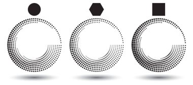 Soyut noktalı vektör arkaplanı. Yarı ton etkisi. Spiral noktalı arkaplan veya simge