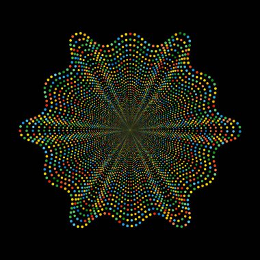 İkon ya da arkaplan olarak yarım ton kar tanesi. Noktalı renk soyut vektör çizimi, logo ya da amblem gibi.