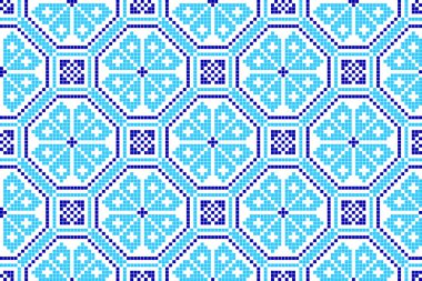 İşlemeli eski el yapımı çapraz dikişli etnik Ukrayna deseni. Süslü Ukrayna havlusu. Vektör olarak Rushnyk biçimi