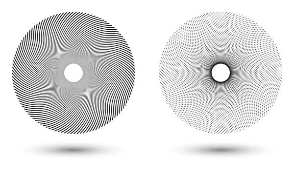 Cercle Demi Ton Avec Des Points Des Lignes Comme Icône — Image vectorielle