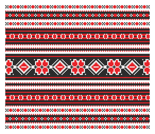 Вышитое старое ручное сшивание этнической Украины. Украинское полотенце с орнаментом. Рушникский стиль в векторе