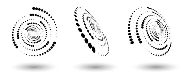 现代抽象背景 半圆形的半色调点 圆形标志 矢量点缀框架 设计元素或图标 — 图库矢量图片