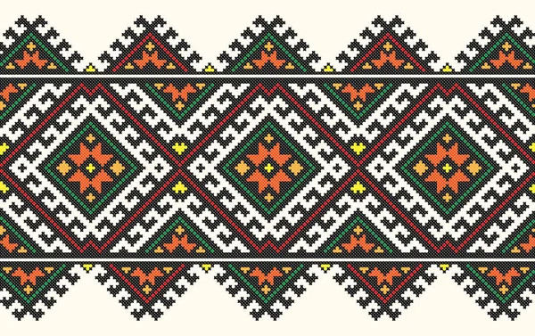 古い手作りのクロスステッチ民族ウクライナのパターンのように良い刺繍 ウクライナのタオル装飾品 Rushnykと呼ばれる ベクトルで — ストックベクタ