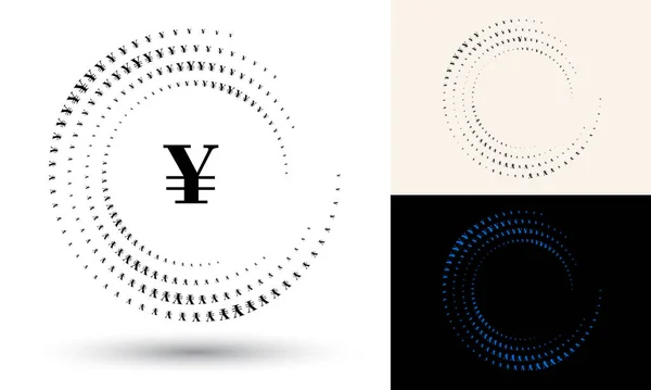 Signo Yuan Semitono Forma Círculo Logo Redondo Icono Marco Vectorial — Archivo Imágenes Vectoriales