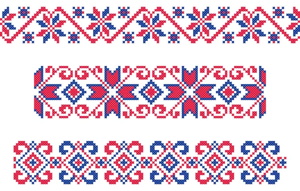 Brodé Vieux Point Croix Fait Main Motif Ukraine Ethnique Serviette — Image vectorielle