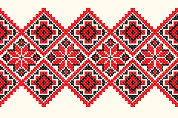 古い手作りのクロスステッチ民族ウクライナのパターンのように良い刺繍 ウクライナのタオル装飾品 Rushnykと呼ばれる ベクトルで — ストックベクタ