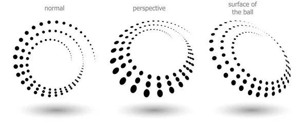 半色调形状 抽象点标志或任何项目的设计元素 圆形图标或背景图 矢量Eps10示例 具有不同视角的虚点半色调矢量 — 图库矢量图片
