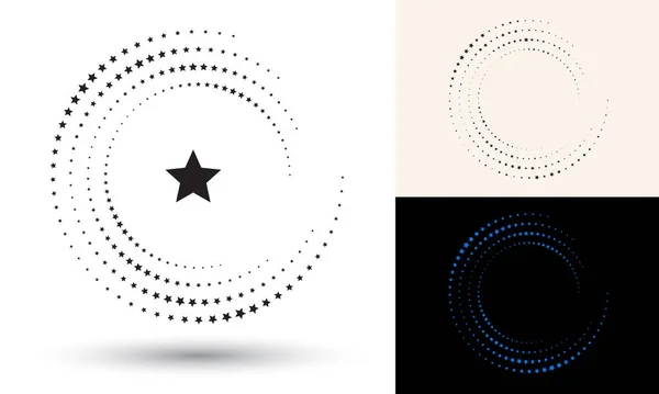Yarım Ton Yıldızları Daire Şeklinde Yuvarlak Logo Simge Tasarım Elemanı — Stok Vektör