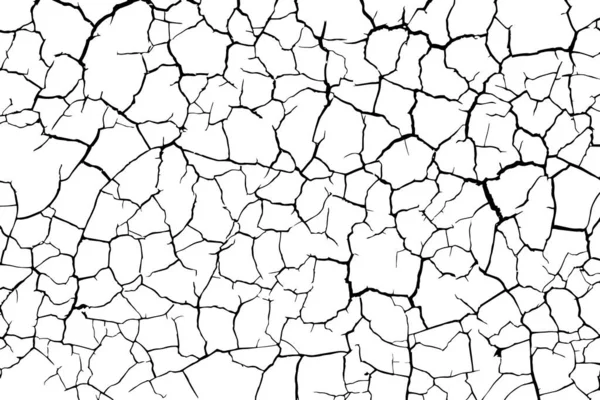 Grunge Black White Cracked Earth Pattern Background Vector Illustration — Stock Vector