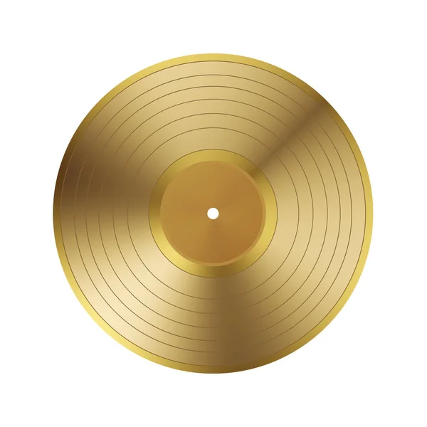 Record Vinyl Gold Color White Background — Stock Vector