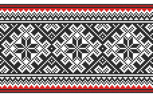 Вышитое старое ручное сшивание этнической Украины. Украинское полотенце с орнаментом. Рушникский стиль в векторе