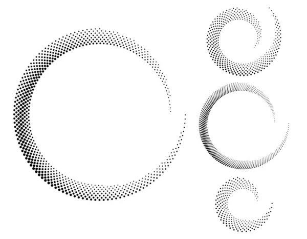 Pois Demi Tons Forme Cercle Ensemble Logo Arrondi Icône Cadre — Image vectorielle