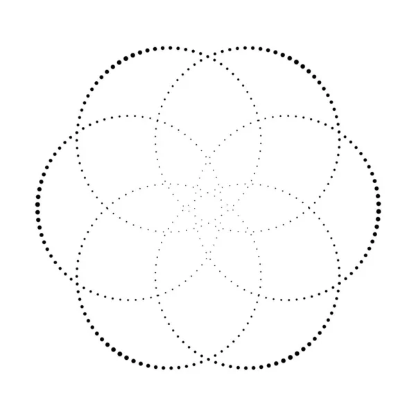 带虚线的花朵抽象 半色调形状设计 — 图库矢量图片