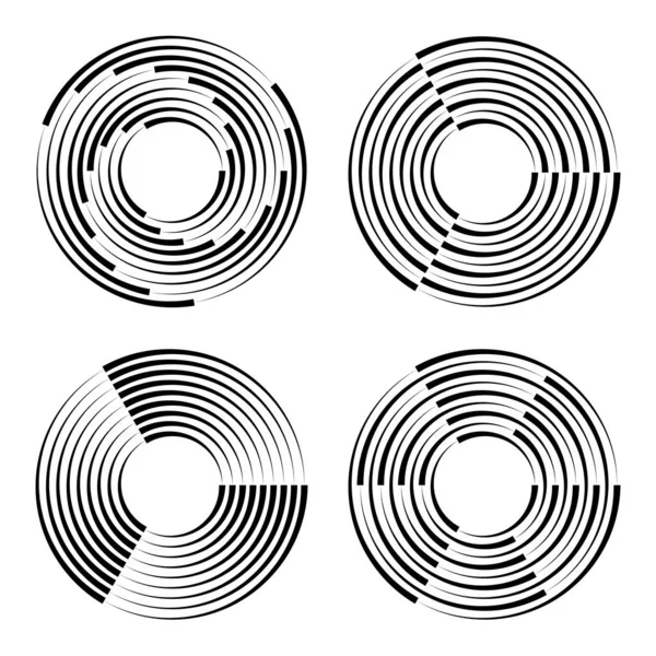 Половина Абстрактных Линий Искусства Рамка Линиями Кругу Монохромный Логотип Значок — стоковый вектор
