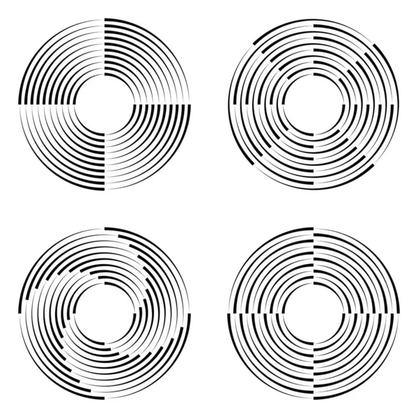 Половина Абстрактных Линий Искусства Рамка Линиями Кругу Монохромный Логотип Значок — стоковый вектор