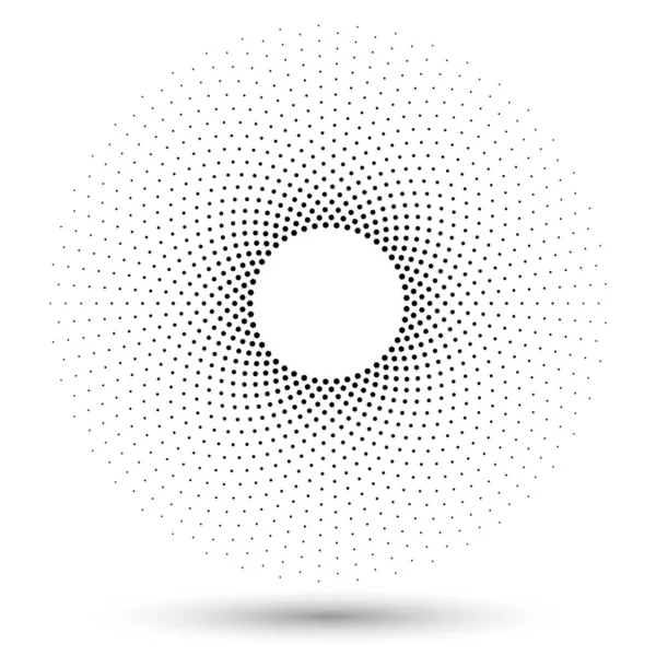 アイコンや背景としてハーフトーンラウンド ドットをロゴやエンブレムとした黒い抽象ベクトル円枠 デザインの白い背景に孤立した円の境界線 — ストックベクタ