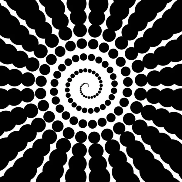 Punktierte Spirale Abstrakter Monochromer Halbtonhintergrund — Stockvektor