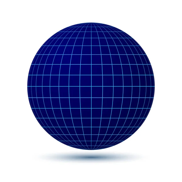 Blue Globe Grid Icon Logo — Stock Vector