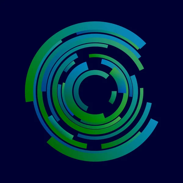 Abstrakcyjne Okrągłe Tło Niebieskimi Zielonymi Liniami — Wektor stockowy