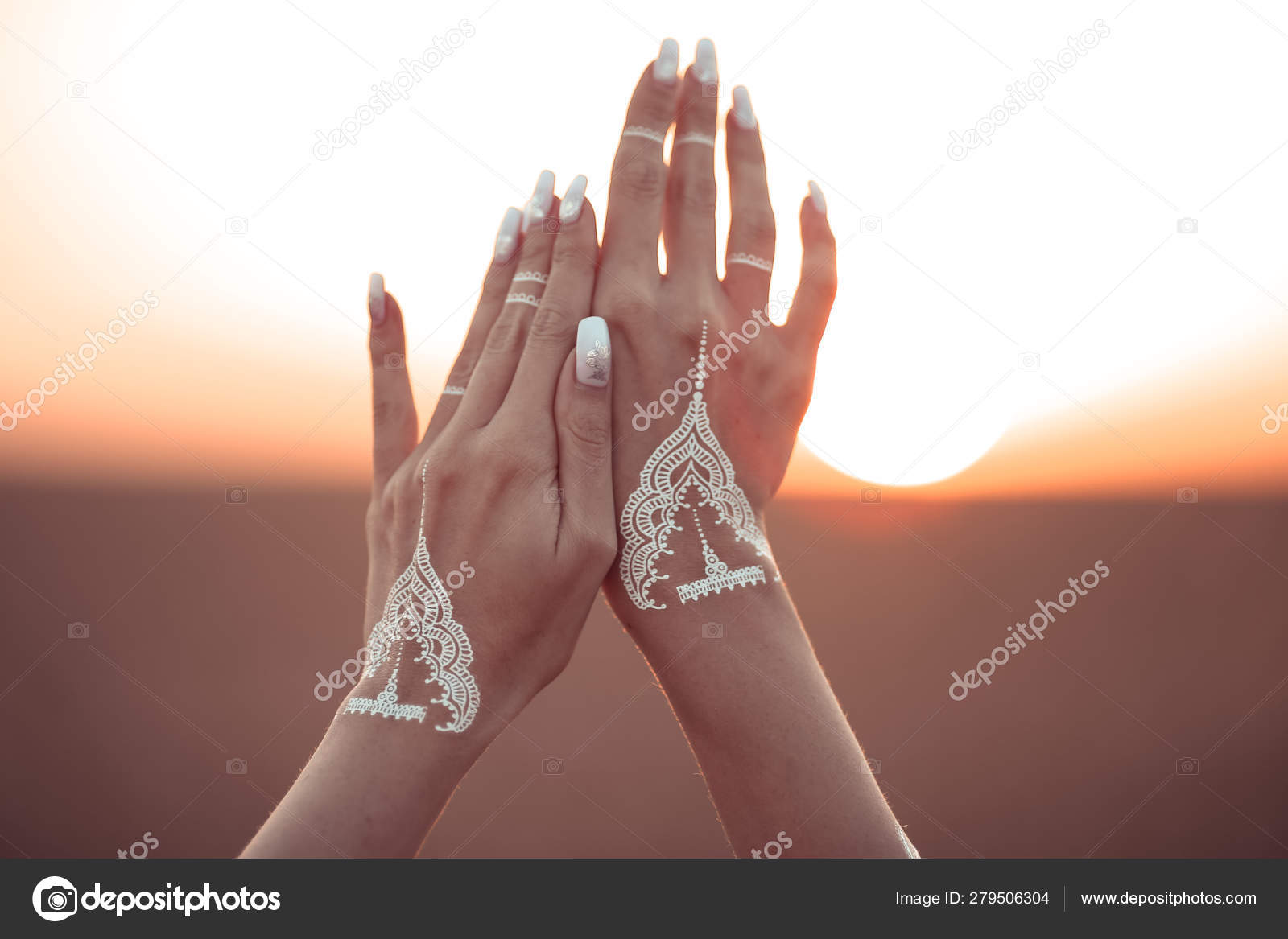 Boho style white hand tattoo. Bohemian woman carefree at the sun Stock Photo by ©VictoriaAndrea 279506304 Boho style white hand tattoo. Bohemian woman carefree at the sun Stock Photo by ©VictoriaAndrea 279506304
