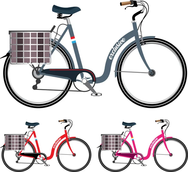 Paso Través Bicicleta Ciudad Femenina — Vector de stock