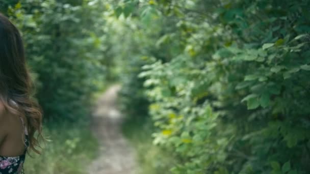 Joyeux jeune femme dans la forêt — Video