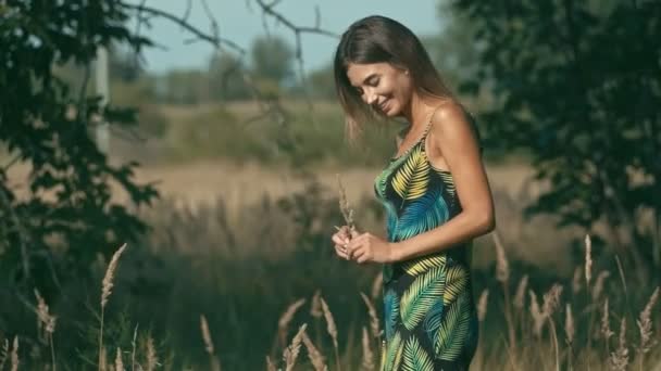 아름 다운 아가씨 야외 초상화 — 비디오