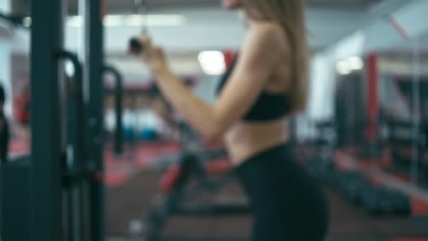 フィットの女性と上腕三頭筋のトレーニング — ストック動画