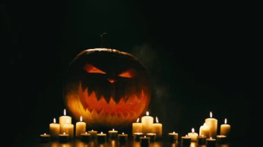 Helloween siyah, mumlar ile kabak kopyalama alanı
