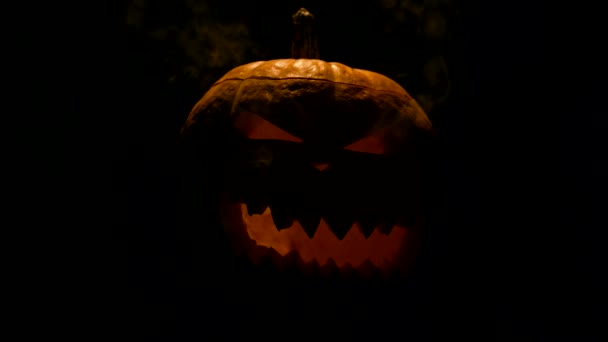 Helloween pumpkin with candles — Stock Video