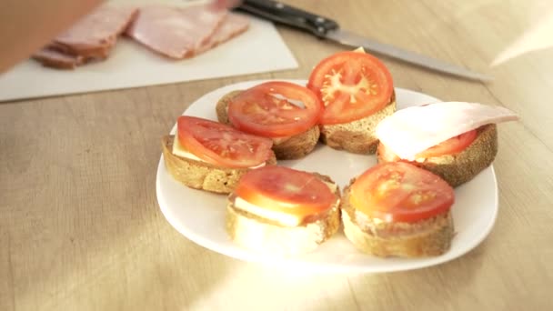 Einfache Sandwiches — Stockvideo