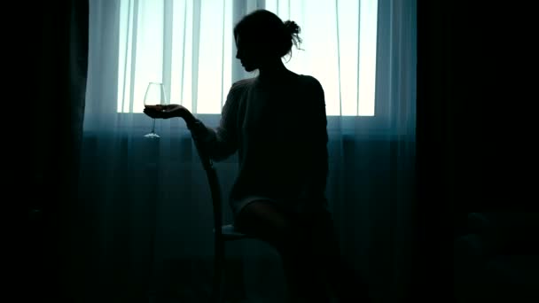 Silhouette of woman in sweater — Stock Video