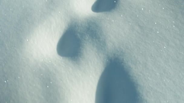 Voetstappen in diepe sneeuw — Stockvideo