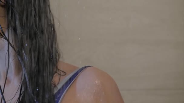 Woman in shower — Stock Video