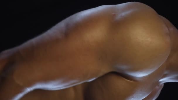 Jeune homme en forme montrant triceps — Video