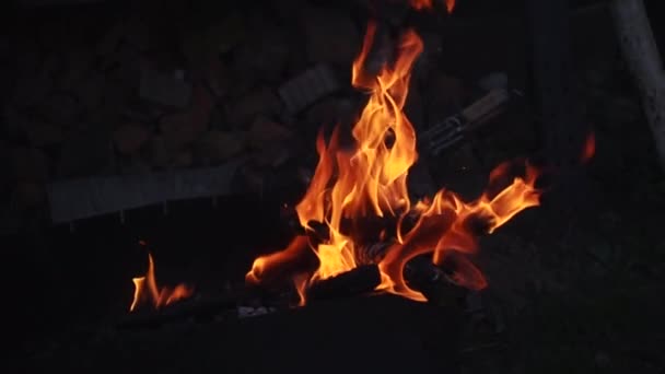 Flamme de feu dans le gril — Video