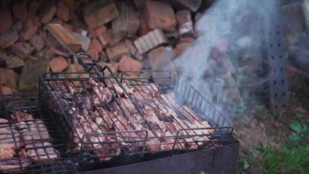 Carne a la parrilla — Vídeo de stock