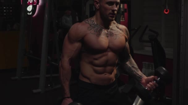 Biceps Fürtök Súlyzóval Lassított Felvétel 250 Fps — Stock videók