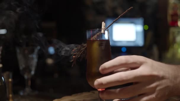 Décoration Verre Cocktail Avec Petit Balai Faible Profondeur Champ — Video