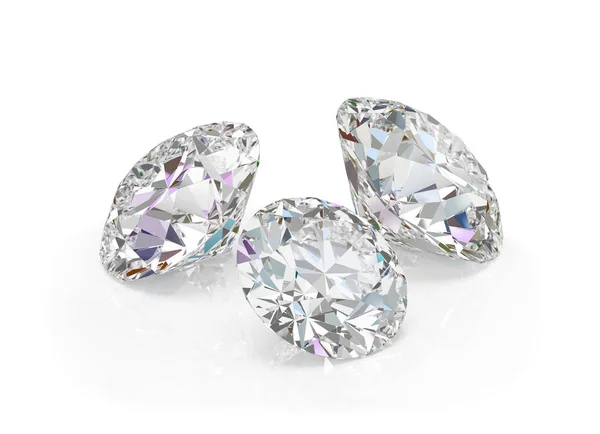 Három Nagy Gyönyörű Gyémánt Kép Fehér Háttér — Stock Fotó