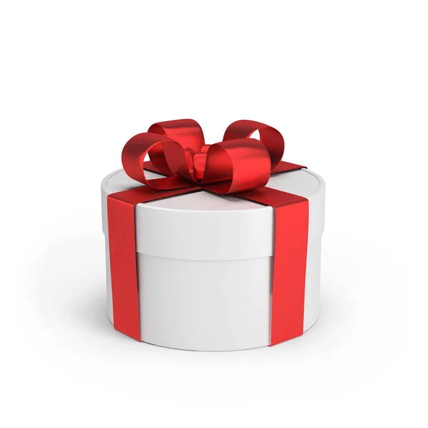 Gift Box Red Bow Image White Background — Stock Photo, Image