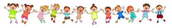 행복 한, 웃는 어린이 들의 그룹 — 스톡 벡터