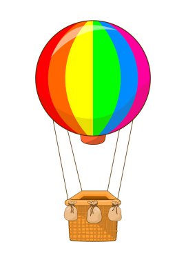 Beyaz arka planda renkli hava balonu. Çizgi film hava balonu.                                                                                                                                                                                          