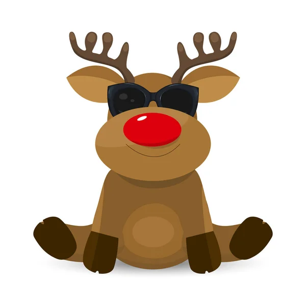 メガネでかわいい小さな鹿 — ストックベクタ
